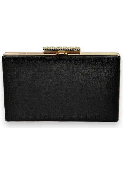 Siyah Renk Çizilmez Derili Metal Kasalı Zincirli Bayan Abiye Çanta Gece Çantası Düğün Nişan Kına Gelin Party Çantası Mezuniyet Portföy Clutch