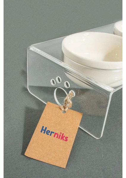Pati Desenli Şeffaf Pleksi ve Seramik Ikili Mama Kabı 30 x 15 cm fırsatları
