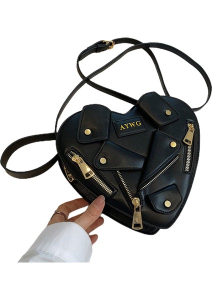 Kadın Omuz Çantası Ceket Tarzı Crossbody Çanta Kalp Şekli Omuz Çantası (Yurt Dışından)