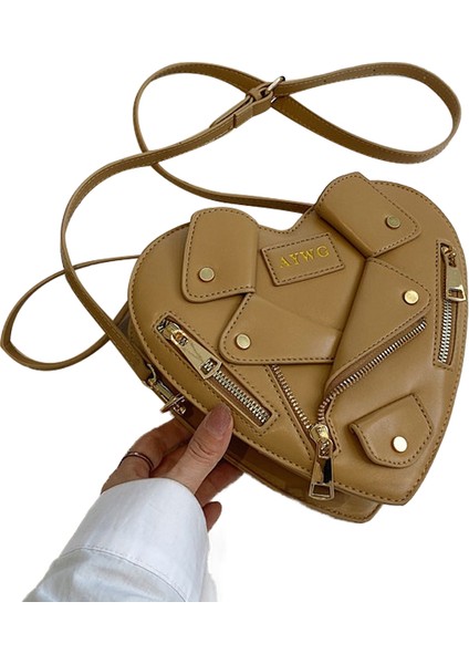 Kadın Omuz Çantası Ceket Tarzı Crossbody Çanta Kalp Şekli Omuz Çantası (Yurt Dışından)