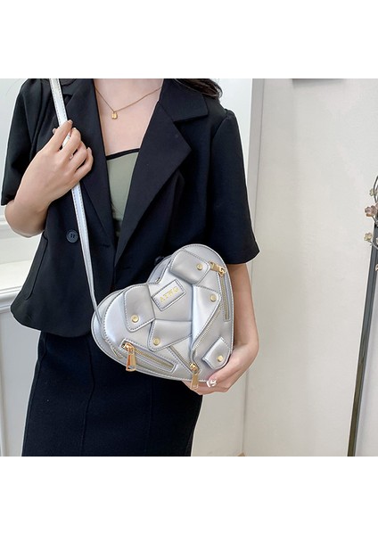 Kadın Omuz Çantası Ceket Tarzı Crossbody Çanta Kalp Şekli Omuz Çantası (Yurt Dışından) fiyatları
