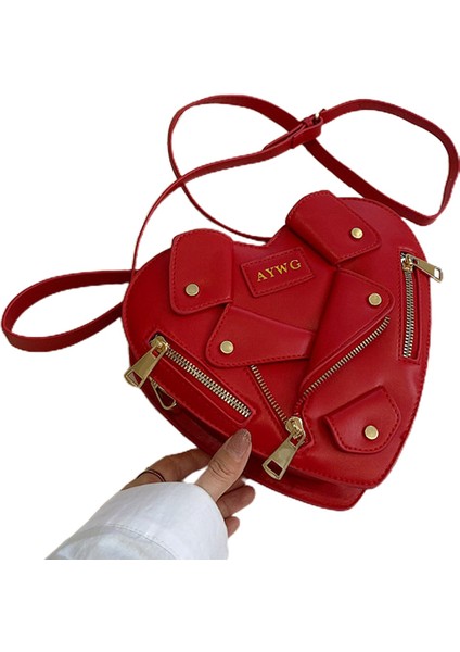 Kadın Omuz Çantası Ceket Tarzı Crossbody Çanta Kalp Şekli Omuz Çantası (Yurt Dışından)