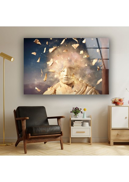 Modern Heykel Temperli Cam Duvar Tablosu