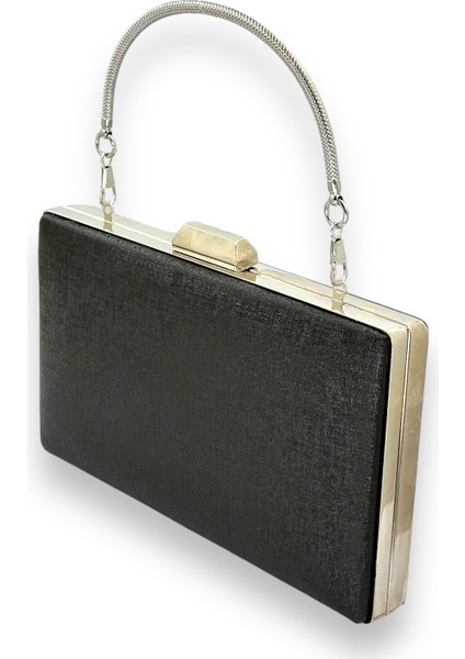 Siyah Renk Çizilmez Derili Metal Kasalı Zincirli Bayan Abiye Çanta Gece Çantası Düğün Nişan Kına Gelin Party Çantası Mezuniyet Portföy Clutch fiyatları