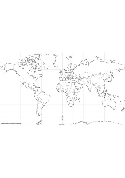 A3 Boy Dilsiz Dünya Haritası Siyasi 10 Adet