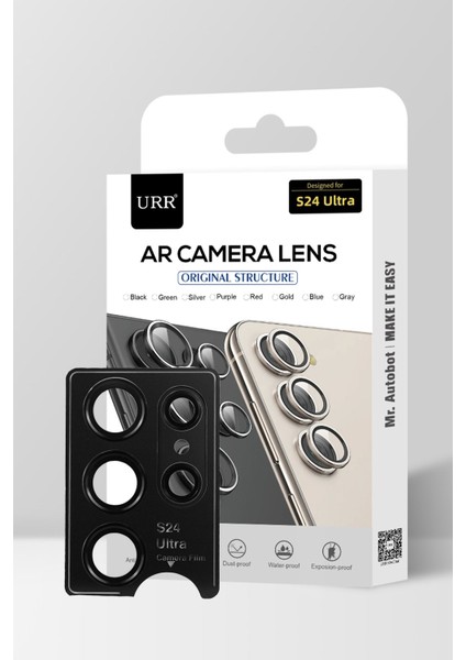 Samsung Galaxy S24 Ultra Stainless Steel Make It Ar Gorilla Su Ve Toz Geçirmez Lens Koruyucu Cam Titanyum