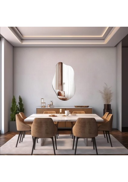 Asimetrik Dalgalı Dekoratif Ayna Duvar DEKORU(50X30CM)