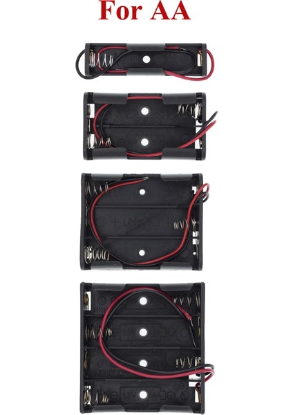 Plastik Standart Boyut AA/18650 Pil Tutucu Kutusu Kasa Siyah Tel Kurşunlu 3.7V/1.5V Klips 1 Adet (Yurt Dışından)