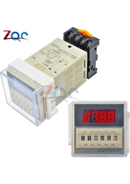 DH48S-S Programlanabilir Çift Zaman Geciktirme Rölesi Soket Döngüsü Zamanlayıcı Baz Gerilim Dc 12V / Dc 24V / Ac 110V / Ac 220V 5A (Yurt Dışından)