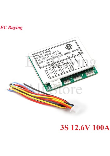 3s 12.6V 100A Koruma Kartı 3 Hücreli Bms 11.1V Dengeli Polimer Modül (Yurt Dışından)