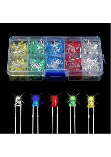 3mm LED 500 Adet Kırmızı Yeşil Sarı Mavi Beyaz Işık Yayan Diyotlar (Yurt Dışından) fırsatları