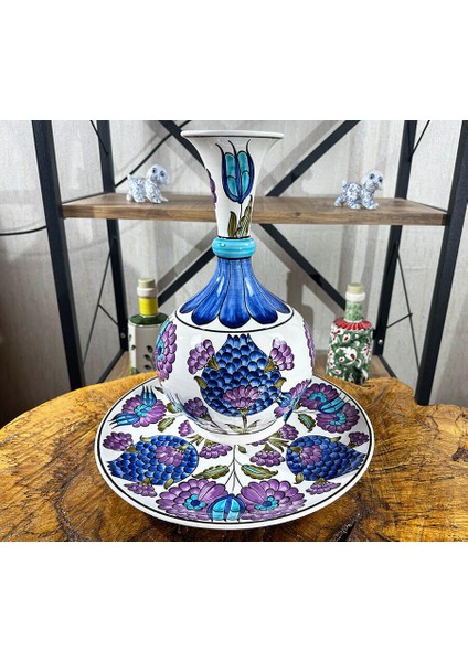 Osmanlı Imparatorluğunun Gücünü Simgeleyen Şam Tarzı Motifli Vazo Tabak Set