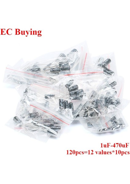 120 Adet 1UF-470UF Elektrolitik Kondansatör Çeşitleri Kiti 1uf 2.2uf 3.3uf 4.7uf 10UF 22UF 33UF 47UF 100UF 220UF 330UF 470UF 12 Değer (Yurt Dışından)
