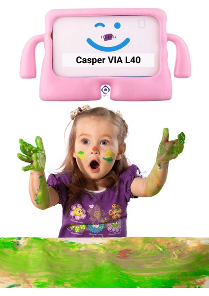 Casper Via L40-G 10.4 Inç Uyumlu Fuchsia Ibuy Standlı Eğlenceli Çocuk Ruhlu Tablet Kılıfı