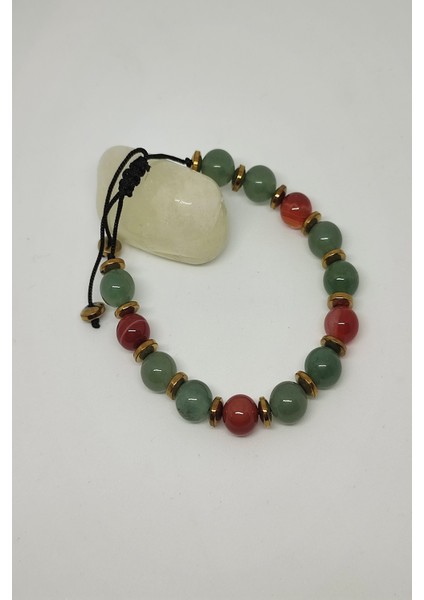 8 mm Aventurin, Karnelyan Akik, Hematit Doğaltaş Bileklik