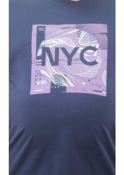Erkek Büyük Beden Sıfır Yaka Tişört Nyc 23182 Marin fırsatları