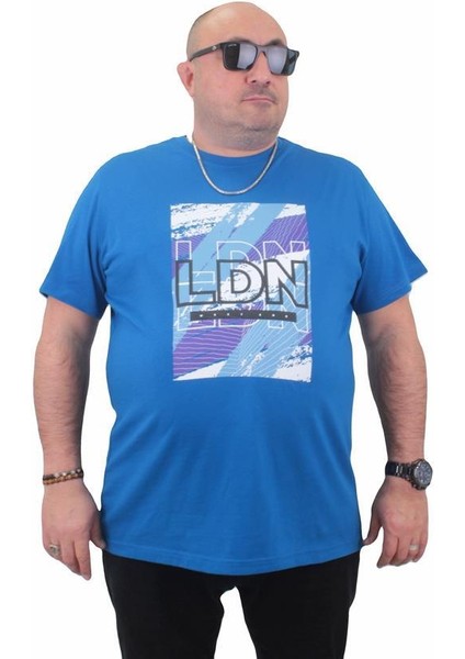 Erkek Büyük Beden Sıfır Yaka Tişört Ldn 23183 Saks