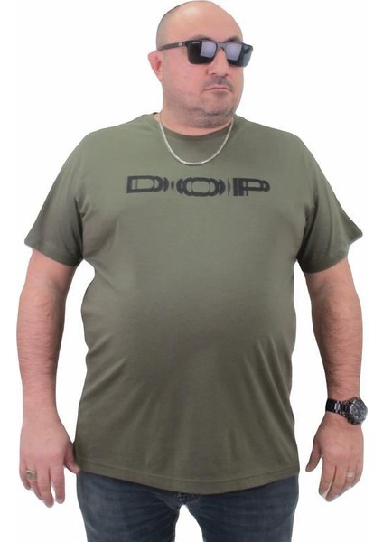 Erkek Büyük Beden Sıfır Yaka Tişört Dop 23176 Hakı