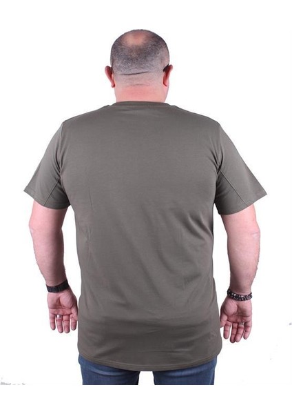 Erkek Büyük Beden Sıfır Yaka Tişört Dop 23176 Hakı modelleri