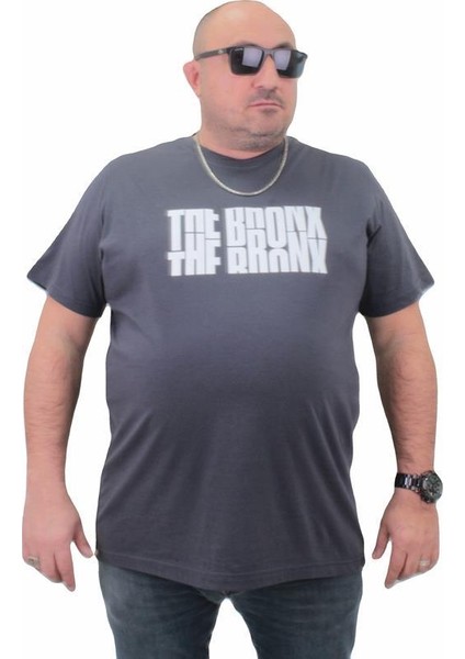 Erkek Büyük Beden Sıfır Yaka Tişört The Bronx 23174 Fume