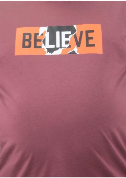 Erkek Büyük Beden Sıfır Yaka Tişört Believe 23180 Eflatun fırsatları