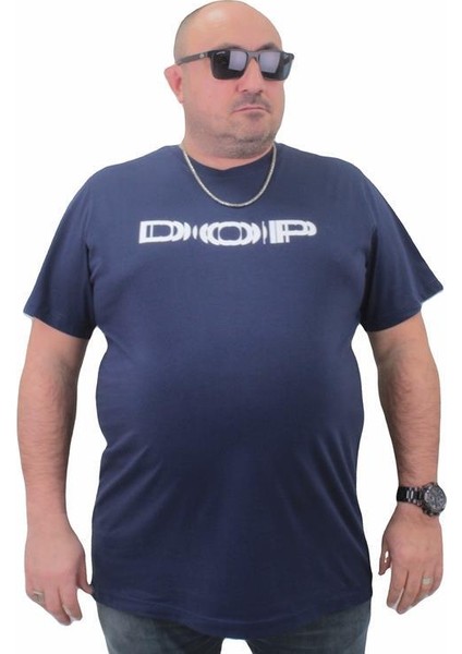 Erkek Büyük Beden Sıfır Yaka Tişört Dop 23176 Marin