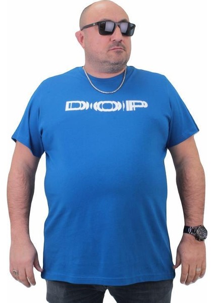 Erkek Büyük Beden Sıfır Yaka Tişört Dop 23176 Saks