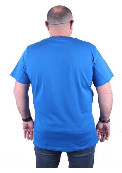 Erkek Büyük Beden Sıfır Yaka Tişört Dop 23176 Saks modelleri