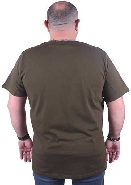 Erkek Büyük Beden Sıfır Yaka Tişört Break 23178 Askeri Yeşil modelleri