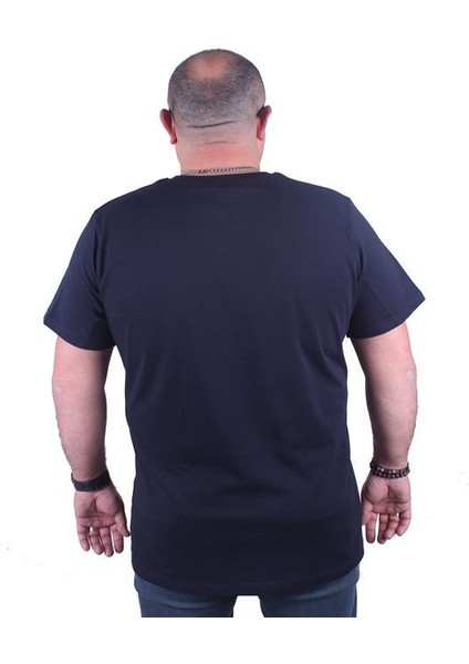 Erkek Büyük Beden Sıfır Yaka Tişört Break 23178 Lacıvert modelleri