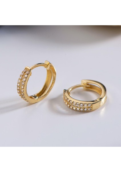 14 Ayar Taşlı Halka Altın Küpe 1,82 gr