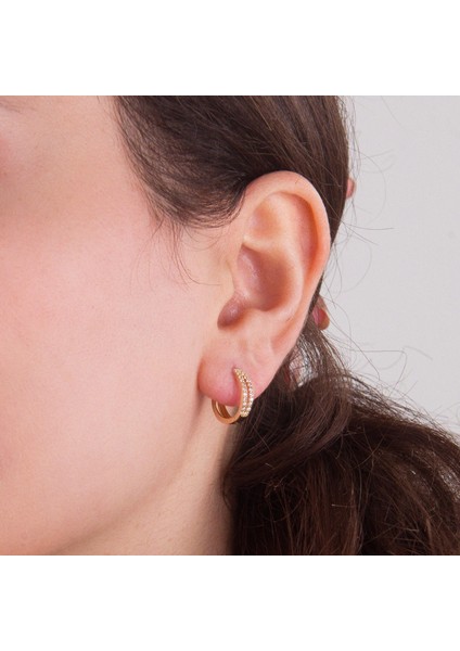 14 Ayar Taşlı Halka Altın Küpe 1,82 gr modelleri