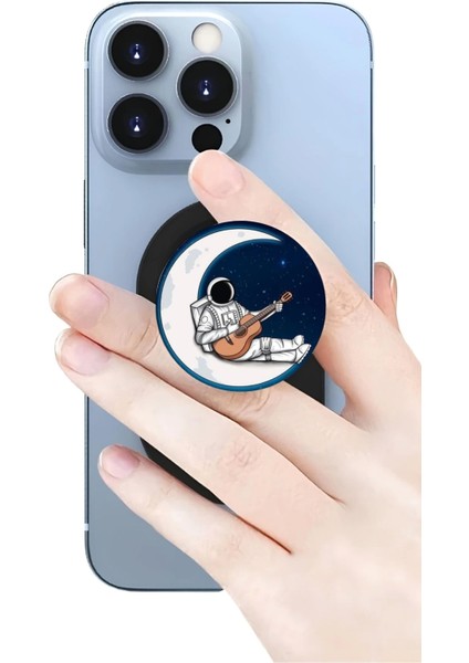 Gitar Çalan Astronot Telefon Tutucu Pop Socket Rahat Kullanım Parmak Tutucu