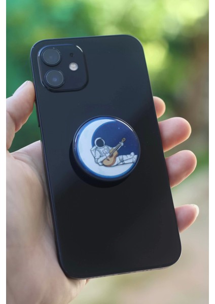 Gitar Çalan Astronot Telefon Tutucu Pop Socket Rahat Kullanım Parmak Tutucu