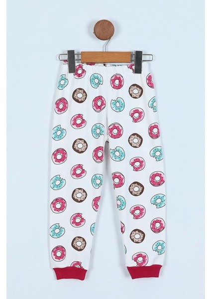 Donut Panda Basklılı Pamuk Kumaş Çocuk Pijama Takım - ENEN0001104 - Kırmızı - 5-6 Yaş