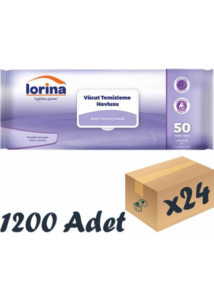 Vücut Temizleme Havlusu 50’li 24 Paket 1200 Adet