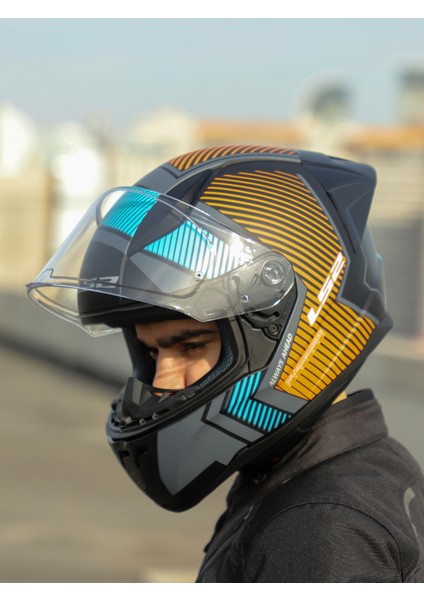 Rapıd 2 Race Extra Mat Gri-Neon Turuncu Kask
