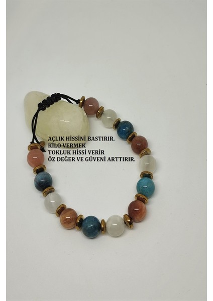 8 mm Zayıflama Doğaltaş Bileklik (Ay Taşı, Güneş Taşı, Apatit, Hematit)