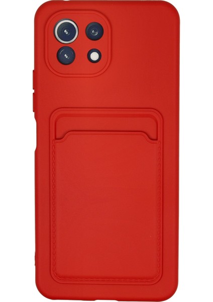 Xiaomi Mi 11 Lite Kılıf Kelvin Kartvizitli Silikon - Kırmızı