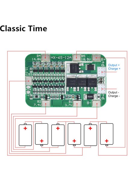 Paket 18650 Li-Ion Lityum Hücre Modülü Için 6s 12A 24V Bms Koruma Levhası (Yurt Dışından)