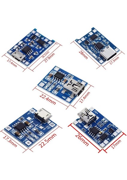 5 Adet 5 V 1A 18650 TP4056 Lityum Pil Şarj Cihazı Modülü Koruma Çift Fonksiyonlu 1A Li-Ion Şarj Kartı (Yurt Dışından) modelleri