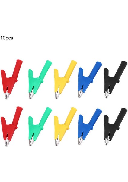 10 Adet Yalıtımlı Timsah Klipsi - 4mm Muz J Hv Testi 1000V 30A (Yurt Dışından)