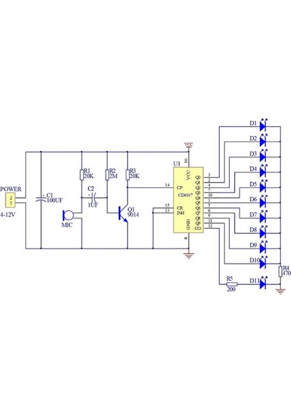 Sesle Etkinleştirilen LED Su Işık Kiti CD4017 Fener Kontrolü Eğlenceli Elektronik Üretim Öğretim Eğitimi Diy Elektronik Kit Modülü (Yurt Dışından)