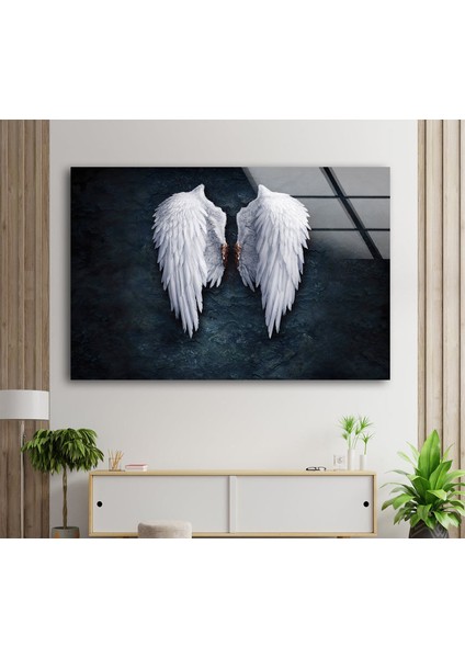 Melek Kanatları Cam Duvar Tablosu