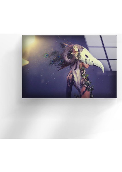 Soyut Kadın Temperli Cam Duvar Tablosu