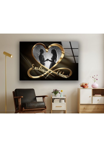 Sevgililer Günü Temperli Cam Duvar Tablosu