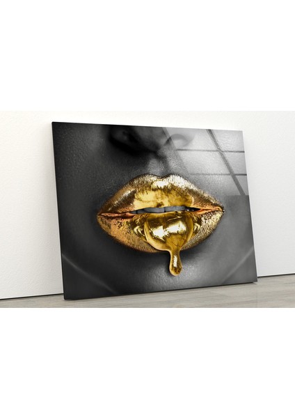 Altın Dudak Temperli Cam Duvar Tablosu modelleri