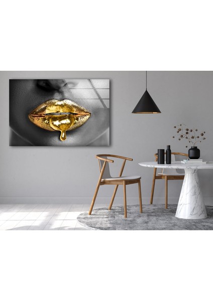 Altın Dudak Temperli Cam Duvar Tablosu fırsatları