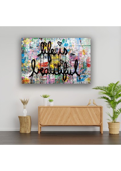 Grafiti Temperli Cam Duvar Tablosu