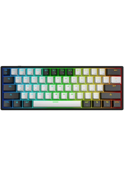 Leaven K620 -5 Blue Switch Mekanik Gaming Oyun Klavyesi Rgb 61 Key Mavi Tuş Type-C Klavye Siyah-Beyaz